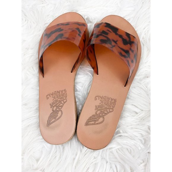 Ancient Greek Sandals Brown Tan Slip on Boho Slides Size 36 / US 6 - Picture 2 of 3